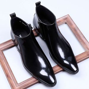 Zapatos de Vestir Formales de Negocios para Hombre, Estilo Británico Retro, Brocado Grabado, Punta Cuadrada, Cuero, Talla Grande, Transpirables, Color Negro, para Boda - Product Image 6
