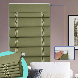Tende Romane Moderne con Bordo Ondulato in Tessuto, Controllo Manuale Senza Fili, Tende Oscuranti Senza Foratura per Ristorazione e Uso Domestico - Product Image 1