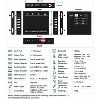 DQINFOS H DMI V2.0 1x2 Bölücü 18Gbps 4K 60Hz 3D 1080P 2 Portlu H DMI Bölücü, Konferans Salonu Ekran Monitörü için