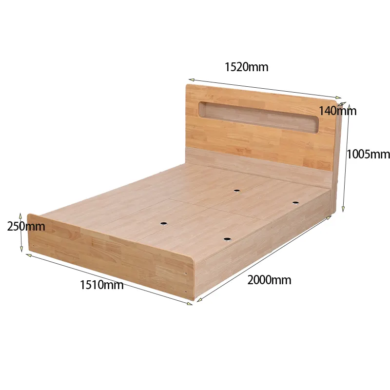 Solid Wood With High Head Panel Double Bed Love Bed King Or Queen Size Bedroom Bedroom Sets Solid Wood Bed