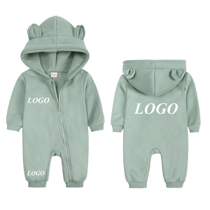 Tutina per Neonati in Cotone Tinta Unita, <span class=keywords><strong>Pagliaccetto</strong></span> <span class=keywords><strong>Invernale</strong></span> con Cappuccio a Orecchie di Orso e Cerniera, Abbigliamento per Neonati Maschi e Femmine - Product Image 5