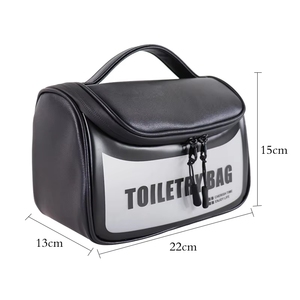 Sac à main translucide noir avec logo personnalisé, le plus récent, grande capacité, sac de rangement, texture givrée, sac de toilette, sac à maquillage en PVC - Product Image 3