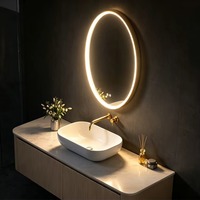 Espejo de Vanidad Iluminado LED Inteligente Moderno con Pantalla Táctil Antivaho y Regulable, para Montar en la Pared, para Baño, Hotel, Hogar, Apartamento, Diseño Gráfico