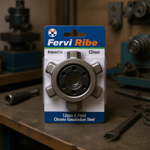 Fervi Ribe Male <b>Impact</b> <b>Socket</b> 12mm 6 Point Chrome Vanadium Steel - Product Image 3