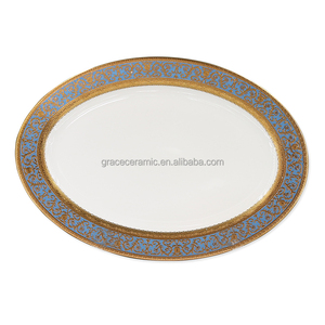 中東市場食器ゴールドボーンチャイナ磁器食器ホワイトゴールド食器セットディナーセット72 pcsラグジュアリー - Product Image 6