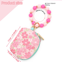 Bloemen sleutelhanger mini portemonnee met kralen siliconen armband polsbandje polsband halfronde portemonnee ID-kaarthouder tas