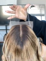 SHY Mini Hair Topper Wig 100% Cheveux Humains, Ligne de Cheveux Invisible, Base Nouée à la Main, Texture Body Wave, Fournisseur pour Salons