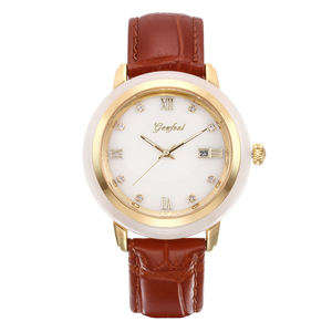 Reloj de Jade Hetian de Lujo para Hombre y Mujer, Correa de Cuero, Movimiento de Cuarzo Japonés, Reloj de Pareja - Product Image 1