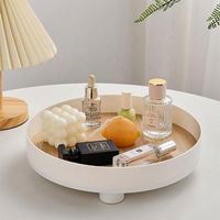 Plateau de rangement rond nordique en plastique, organiseur de vanité, plateau de service décoratif pour salle de bain, cuisine, bureau