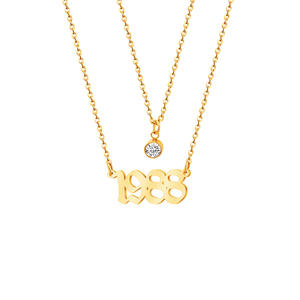 Vendita calda delle donne delle ragazze <span class=keywords><strong>regalo</strong></span> 1988 anniversario anno di <span class=keywords><strong>nascita</strong></span> collana 18K oro placcato con pietra portafortuna - Product Image 1
