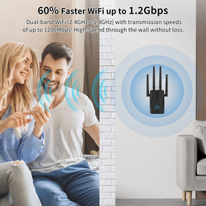 EU 1200Mbps Dual band Wifi Repeater Booster tầm xa 2.4G <span class=keywords><strong>Extender</strong></span> & 5G khuếch đại tín hiệu không dây repetidor Wifi Booster - Product Image 2