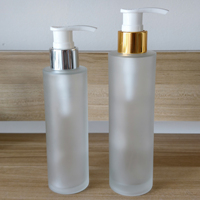 Emballage de Luxe Bouteille en Verre Dépoli 100ml 120ml 150ml Pompe en Plastique avec Bouchon Doré pour Lotion, Sérum Soin de la Peau, de Haute Qualité à Base Épaisse