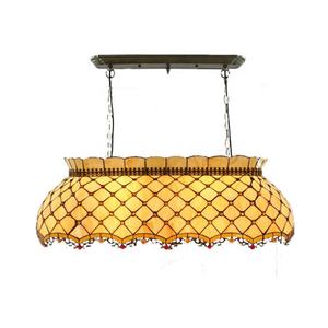 Lampe suspendue Tiffany de style américain de 32 pouces pour table de billard, en verre soufflé à la main avec soudure en étain, 4 lumières LED, forme ovale, lampe centrale vitrifiée, différentes tailles disponibles - Product Image 2