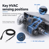 Sensor Suhu Udara NTC HVAC Otomotif GAIMC, Kabel Fleksibel Tip Ramping Terbungkus dengan Ujung Kabel Panjang untuk Kontrol AC