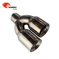 Embouts d'échappement universels en acier inoxydable, double paroi en Y, poli miroir, diamètre intérieur 2,5 pouces, diamètre extérieur 3 pouces, longueur 9,5 pouces pour voitures