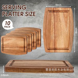 Tabla de cortar de madera, rectangular, 20,32x15,2x1,52 cm, para cocina, frutas y verduras, paquete de 10 - Product Image 3