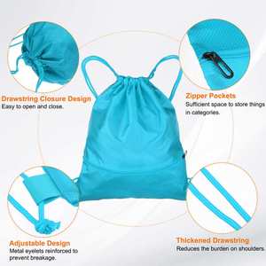 Waterproof 420D/210D Polyester <b>Drawstring</b> <b>Backpack</b> for Sports Gym Hiking Custom Logo Accepted - Product Image 2