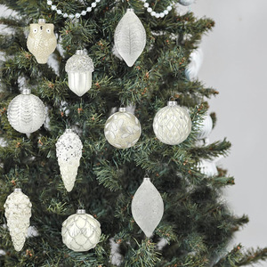 Mercury Glass Luxury Christmas Ornaments Silver White Hanging Balls Christmas <b>Tree</b> Vintage Holiday Decorations 10/14/15.2cm - Product Image 1