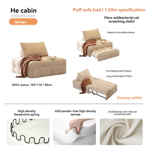 Canapé-lit pliable 2 en 1 multifonctionnel, canapé extensible convertible simple ou double pour salon et maison - Product Image 6