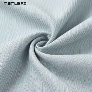 Men Ice Blue Plissé Textured Short Sleeve Shirt Cuban Collar Boxy Fit Vertical Pleated Old Money Luxury Resort Summer Beach <b>Top</b> - Product Image 6