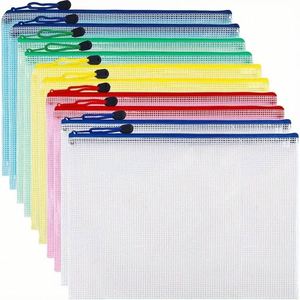 Transparent Zipper <b>File</b> Bag Colorful Mesh Waterproof Office Document Pouch Student School Stationery Organizer - Product Image 1