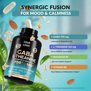 White Label Theanine Capsules 500mg Pure L-theanine Capsules with Vitamin B6 and <strong>Magnesium</strong> <strong>Glycinate</strong> - Product Image 2