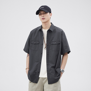 Camisa de Trabajo de Manga Corta de Algodón Premium para Hombre, Corte Personalizado, Costuras Dobles Resistentes, <span class=keywords><strong>Tiempo</strong></span> de Entrega de Muestra de 7 Días - Product Image 1