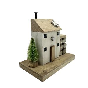 الشتاء 3D ندفة الثلج على شكل منزل طاولة مكتب صغير الخشب الحرفية الصغيرة كوخ خشبي الحلي مع شجرة صغيرة - Product Image 4