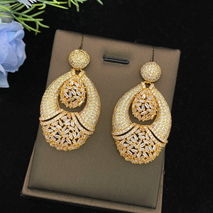 Moda lujo encanto chapado en oro 2 piezas conjunto de joyas corazón flor colgante collar y pendientes regalo - Product Image 6