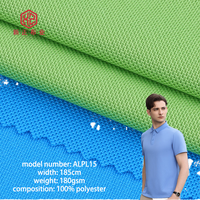 Haut de gamme 180 GSM 100% polyester tricoté piqué polo tissu respirant extensible uni teint pour filles polos et t-shirts