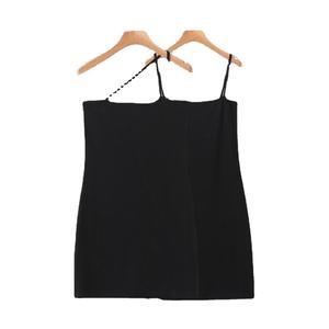 เดรสสายเดี่ยวสีดำทรงเอไลน์สำหรับผู้หญิงไซส์พลัส รุ่นใหม่ พร้อมผ่าข้าง เอวธรรมชาติ ผ้าฝ้ายสีพื้น N7977 - Product Image 5