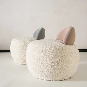 Silla <span class=keywords><strong>de</strong></span> estilo nórdico para Hotel, sofá <span class=keywords><strong>de</strong></span> lana <span class=keywords><strong>de</strong></span> oveja <span class=keywords><strong>de</strong></span> lujo, <span class=keywords><strong>piel</strong></span> <span class=keywords><strong>de</strong></span> oveja, felpa, tela blanca, muebles - Product Image 3