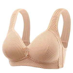 Soutien-gorge droit pour femmes d'âge moyen et âgées, <span class=keywords><strong>grande</strong></span> <span class=keywords><strong>taille</strong></span>, sans armatures, bonnet fin, push-up, quatre agrafes, imprimé, réglable - Product Image 5