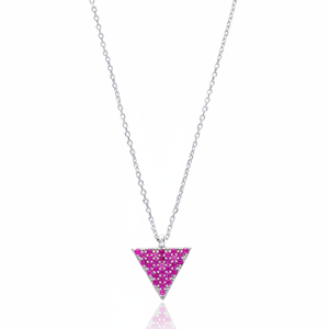 Delicado diseño de triángulo rubí circón piedra forma encanto colgante turco hecho a mano 925 joyería de plata esterlina - Product Image 2