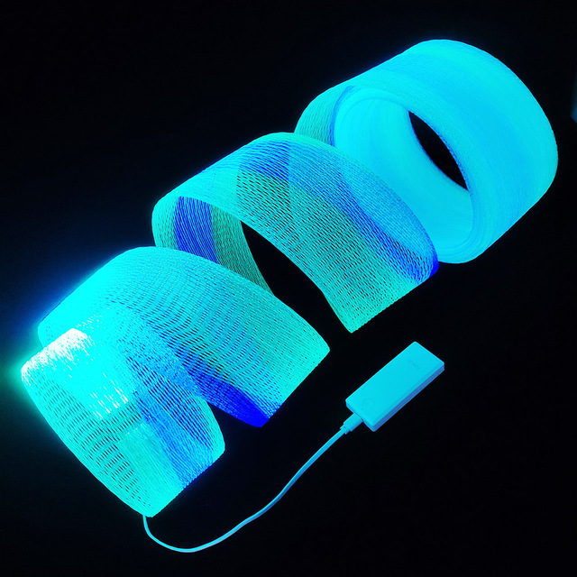 FOPLIT LED Fiber Optic Mesh Light Kits for Dresses Costume Craft - Battery Powered Optical Fibre Fabric Lighting Christmas Trees