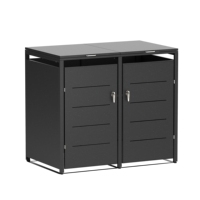 Poubelle extérieure rectangulaire moderne de luxe en métal sur pied avec ressorts à gaz à fermeture douce, en acier robuste, design haut de gamme, DIY