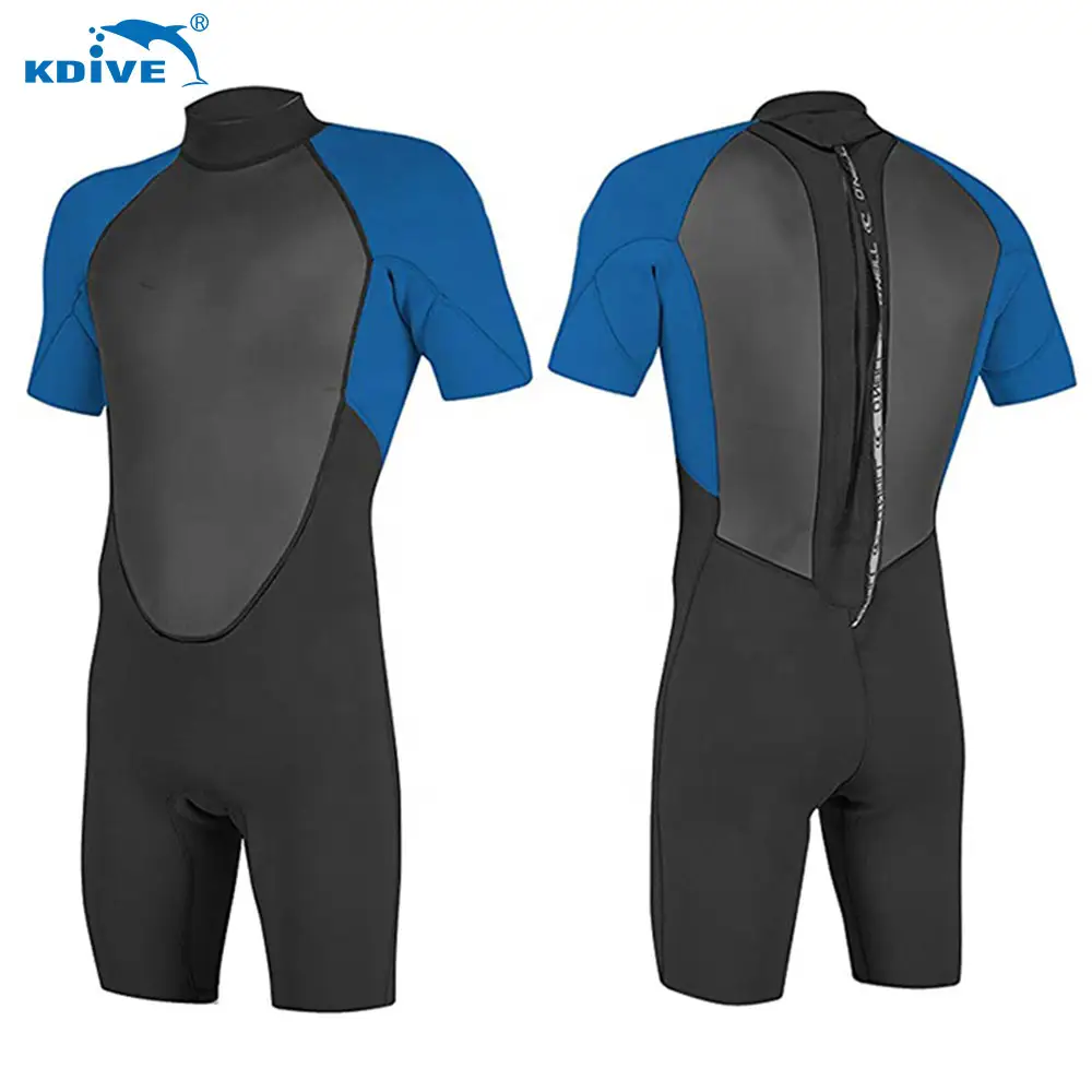 KDIVE 3mm Neoprene Breathable Back Zip Diving Surfing Wet Suit Short Sleeves Surfing Wetsuit Short for Men