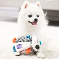 Jouet pour animaux de compagnie en peluche lavable en forme d'œuf avec couineur, jouet à mâcher interactif détachable pour chiots et petits chiens