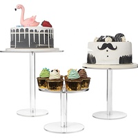 3 Packs de table à dessert transparent Cupcake Pastry Candy Round Acrylic Cake Display Stand for Wedding