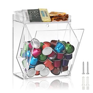 Porte-dosette de café en acrylique Distributeur mural de dosettes de <span class=keywords><strong>linge</strong></span> Lave-<span class=keywords><strong>vaisselle</strong></span> Porte-dosette Seau basculant Boîte de rangement pour la cuisine - Product Image 1