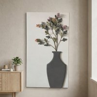 Seni Dinding Bunga Art Deco dalam Vas (25B-1876)-Bahan MDF Dekorasi Ruang Tamu
