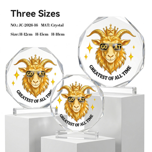 Trophée en <span class=keywords><strong>cristal</strong></span> personnalisé GOAT, le plus grand de tous les temps, prix octogonal, gravure personnalisée, réalisations sportives, cadeaux de championnat MVP - Product Image 3