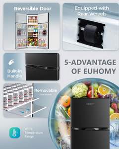 מקרר אוהומיה מקרר עם מקפיא 2 דלת תרמוסטט מתכוונן גדול קיבולת מיני מקרר - Product Image 4