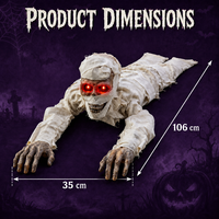 Momia Reptante de Halloween Animada Eléctrica Activada por Voz con Ojos LED Rojos Brillantes y Sonido de Terror 106cm