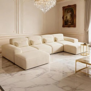 No Assembly Oversized Modular Modern Cloud Corduroy Rectangle Sectional Couch School <b>Small</b> Package Save Freight Cost - Product Image 1