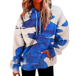 2023 New Casual Gradual Color Splice Ladies Oversized Hoodies Custom Logo 3D Digital Print Women Hooded Sweatshirt