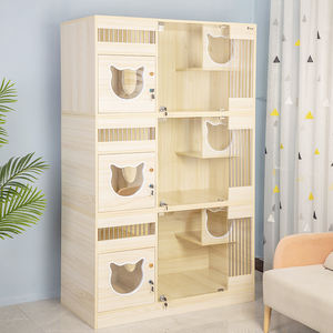 Einfach zu Installierendes Katzenvilla aus Massivholz für den Innenbereich, Großer Katzenkäfig mit Viel Freiraum für Katzenpensionen/Tierhandlungen/Luxuriöses Katzenzimmer aus Glas - Product Image 2