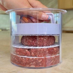 Prensa manual para hamburguesas de acero inoxidable, antiadherente, redonda, para hacer hamburguesas, herramienta de cocina para prensar carne de hamburguesa. - Product Image 4