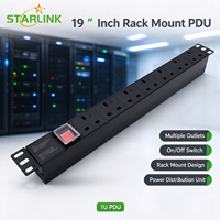 Unité de distribution d'alimentation (PDU) Starlink 19'' standard britannique 7 voies avec contrôle par interrupteur