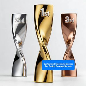 Modelos de <span class=keywords><strong>Metal</strong></span> em Liga de Alumínio Personalizados com Gravação CNC, Troféus Dourados com Design Pessoal para Competição, Troféu Estrela de Cristal - Product Image 3